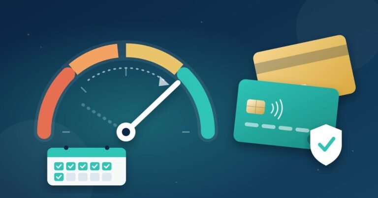 Illustration of a UAE credit score gauge recovering to green after six months of on-time payments